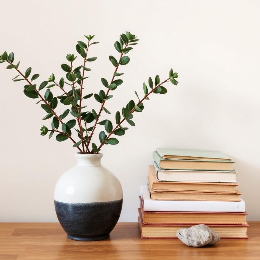 Vase and books