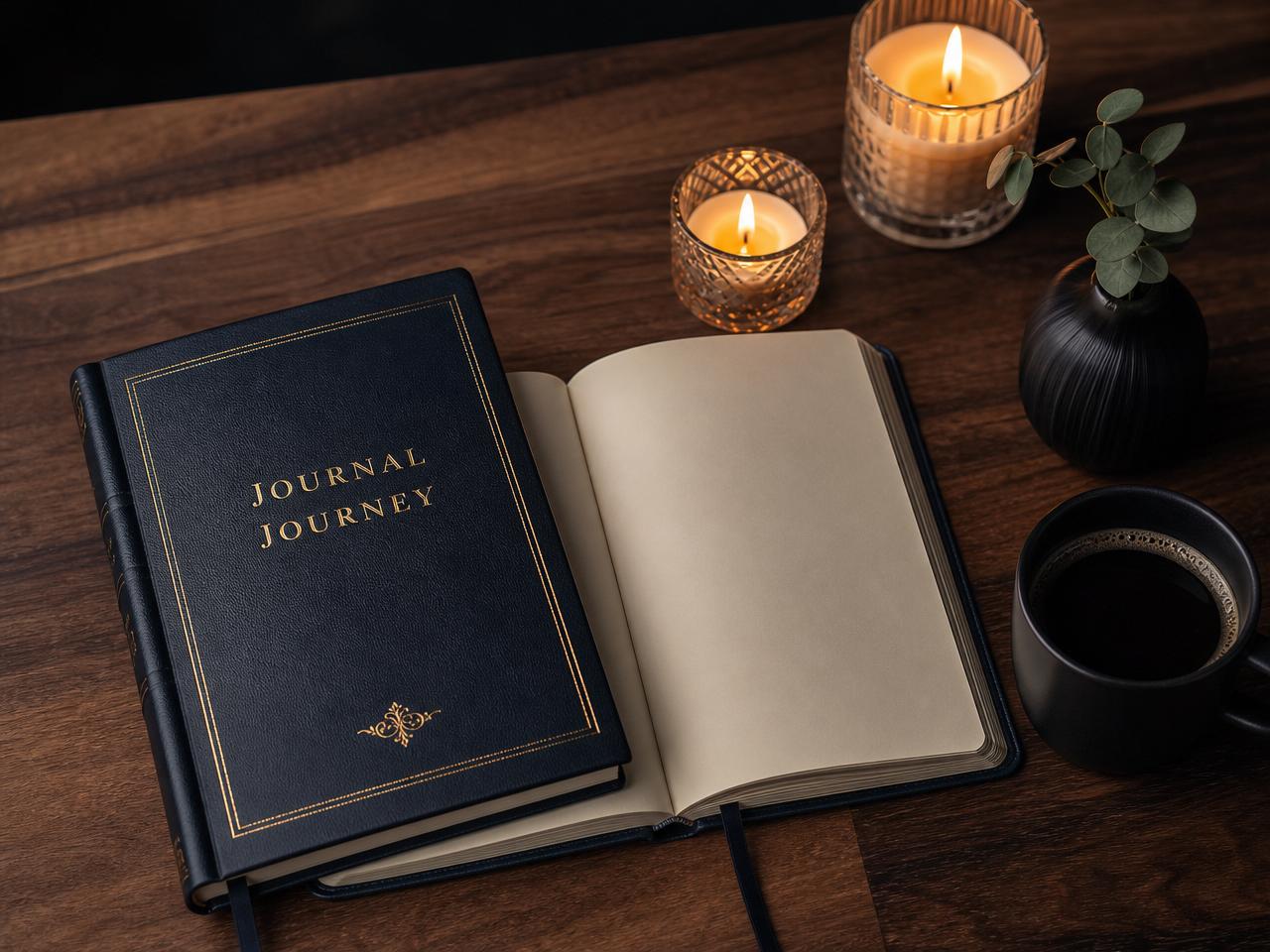 Journal and candle scene
