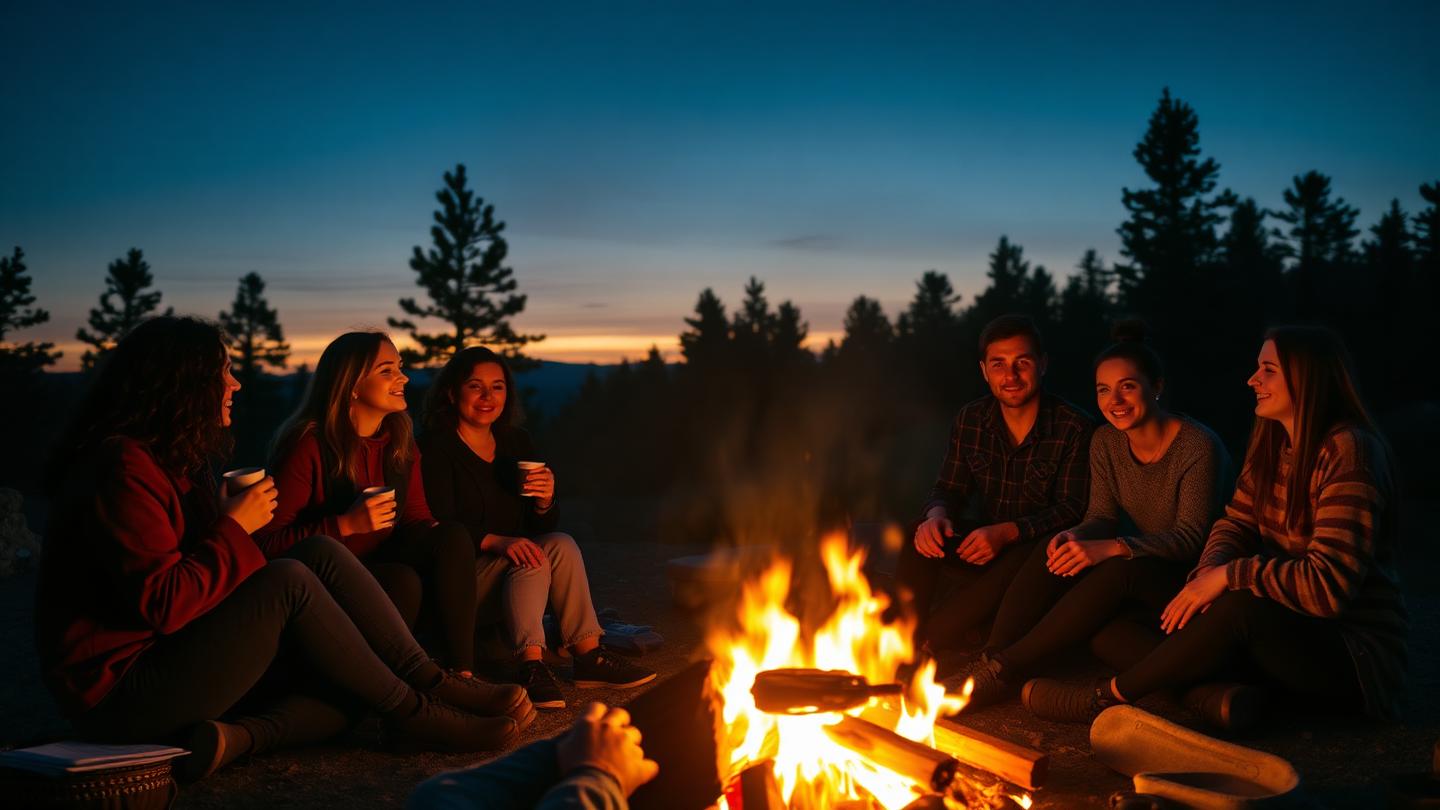 Community gathered around a fire