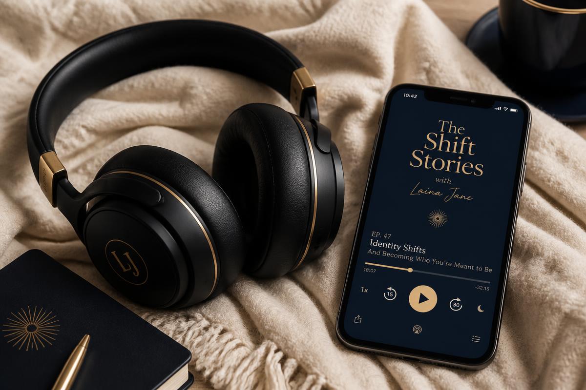Headphones and phone with podcast player